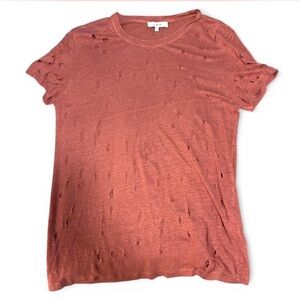 IRO Distressed Clay 100% Linen Short Sleeve T-Shirt